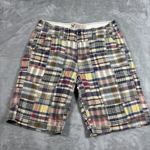 American‎ Eagle Shorts Mens 30 India Madras Patched Plaid Chino Classic Length